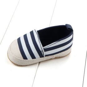 Striped Soft Soled Linen Toe Walking Shoes (Option: Dark blue stripe-12cm)