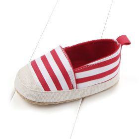 Striped Soft Soled Linen Toe Walking Shoes (Option: Red Stripe-12cm)