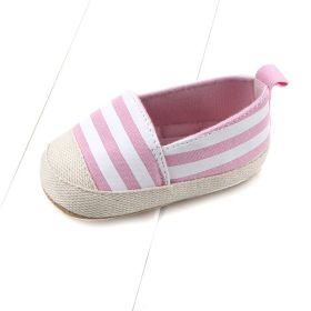 Striped Soft Soled Linen Toe Walking Shoes (Option: Pink Stripe-12cm)