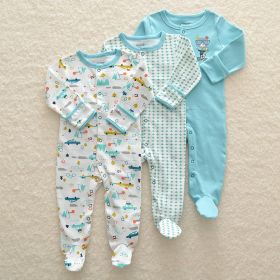 Baby Cotton-Wrapped Foot One-Piece Romper,Long-Sleeved Romper, Foot-Wrapped Climbing Suit (Option: as shown-B-0or3M)