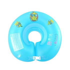 Baby Swimming Ring Neck Newborn Baby Inflatable Neck Ring Plum Blossom (Option: Blue-L)