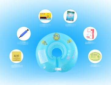 Baby Swimming Ring Neck Newborn Baby Inflatable Neck Ring Plum Blossom (Option: Blue standard-L)