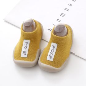 Baby Toddler Shoes Solid Color Labeling Non-slip (Option: Turmeric Cloth Label-18to19)