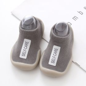 Baby Toddler Shoes Solid Color Labeling Non-slip (Option: Gray Cloth Label-20to21)