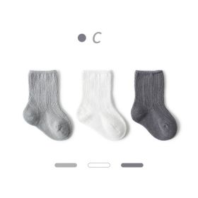 Baby  Autumn New Style Non-tight Leg Socks Pure Color (Option: Gray Set-M)