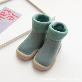 Children's Fleece-lined Floor Shoes (Option: Light Green-18or19)