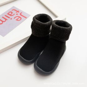 Children's Fleece-lined Floor Shoes (Option: Black-20or21)