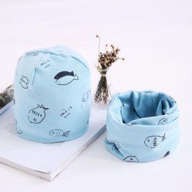 Two-piece Towel Baby Cotton Collar Hat Set (Option: Light Blue-S)