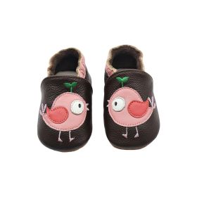 Cowhide Baby Cartoon Toddler Shoes (Option: Brown Bird-S)