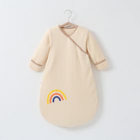 Anti-jump Thickening Of Baby Sleeping Bag In Autumn And Winter (Option: Khaki Rainbow Thickened-M)