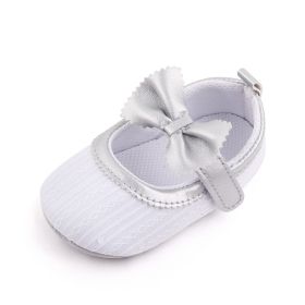 Spring And Autumn Baby Knit Breathable Comfortable Baby Toddler Shoes (Option: Silver-11cm)