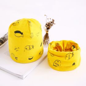 Two-piece Towel Baby Cotton Collar Hat Set (Option: Yellow-S)