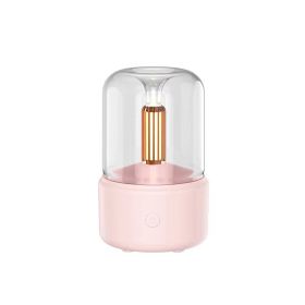 1pc Portable Small Cool Mist Humidifiers 120ML - USB Desktop Humidifier For Plants; Office; Car; Baby Room With Creative Simulation Candlelight Aromat (Color: Pink)
