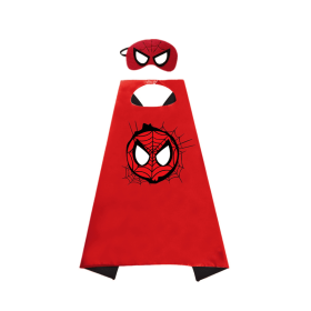 Newest Superhero Kids Capes and Masks Spiderman Costume Double Cape Superhero Kids Cosplay 3-12 Year Old Boy Halloween Gift (Color: 10)