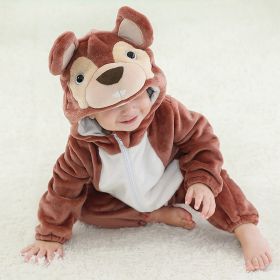 Baby Animal One-piece Pajamas Flannel Jumpsuit Children Cute Fleece Warm Thick Outer Wear Soft Spring Autumn Winter Zipper Kids (Color: Little Mouse, size: Height 110cm)