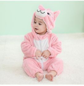Baby Animal One-piece Pajamas Flannel Jumpsuit Children Cute Fleece Warm Thick Outer Wear Soft Spring Autumn Winter Zipper Kids (Color: Cat, size: Height 120cm)