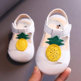 Diamonds Baby Sandals for Girls Cherry Closed Toe Toddler Infant Kids Princess Walkers Baby Little Girls Shoes Children Sandals (Color: 6 White pineapple, size: 23)