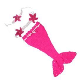 Newborn Photography Props Baby Knitting Wool Material Photography Costume (Color: Rose Red)