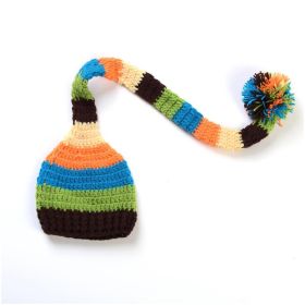 Baby Photography Props Colorful Handmade Knitted Hats Long Tail Cap for Boys and Girls (Color: Coffee)