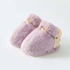 Newborn Baby Solid Color Plush Warm Shoes Outfits In Autumn & Winter (Color: Purple, Size/Age: XS (0-6M))