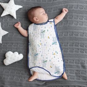 Cotton Gauze Sleeveless Vest Newborn Children's Sleeping Bag (Option: Star Blue Bear6-M)