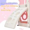 Toddler Slide and Swing Set 5 in 1, Kids Playground Climber Slide Playset with Basketball Hoop Freestanding Combination for Babies Indoor & Outdoor