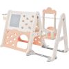 6-in-1 Toddler Climber and Swing Set Kids Playground Climber Swing Playset with Tunnel, Climber, Whiteboard,Toy Building Block Baseplates, Basketball