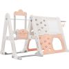 6-in-1 Toddler Climber and Swing Set Kids Playground Climber Swing Playset with Tunnel, Climber, Whiteboard,Toy Building Block Baseplates, Basketball