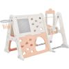 6-in-1 Toddler Climber and Swing Set Kids Playground Climber Swing Playset with Tunnel, Climber, Whiteboard,Toy Building Block Baseplates, Basketball