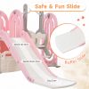 Toddler Slide and Swing Set 5 in 1, Kids Playground Climber Slide Playset with Basketball Hoop Freestanding Combination for Babies Indoor & Outdoor