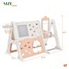 6-in-1 Toddler Climber and Swing Set Kids Playground Climber Swing Playset with Tunnel, Climber, Whiteboard,Toy Building Block Baseplates, Basketball