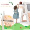 6-in-1 Toddler Climber and Swing Set Kids Playground Climber Swing Playset with Tunnel, Climber, Whiteboard,Toy Building Block Baseplates, Basketball