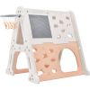 6-in-1 Toddler Climber and Swing Set Kids Playground Climber Swing Playset with Tunnel, Climber, Whiteboard,Toy Building Block Baseplates, Basketball
