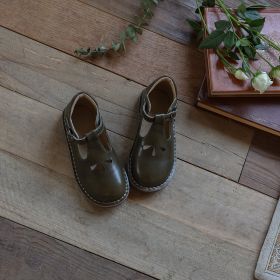 Vintage Hollowed Out Leather Shoes Baby (Option: Green-26)