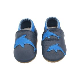 Cowhide Baby Cartoon Toddler Shoes (Option: Blue Dolphin-S)