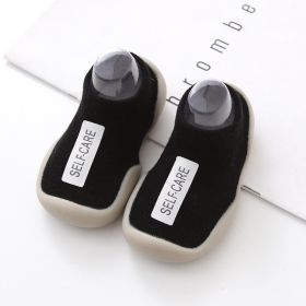 Baby Toddler Shoes Solid Color Labeling Non-slip (Option: Black Cloth Label-26to27)