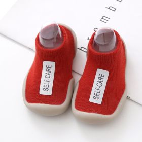 Baby Toddler Shoes Solid Color Labeling Non-slip (Option: Red Cloth Label-26to27)