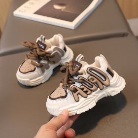 Boys And Girls Letters Outdoor Casual Shoes (Option: Khaki-26)