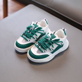 Boys' Mesh Surface Soft Bottom Sports Children's Shoes Breathable (Option: 930 Green-Size 24)