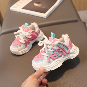 Boys And Girls Letters Outdoor Casual Shoes (Option: Pink-28)