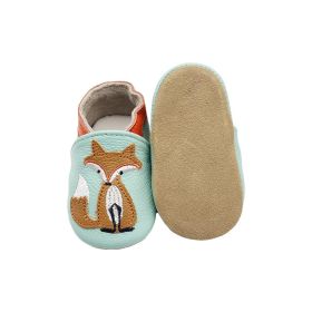 Cowhide Baby Cartoon Toddler Shoes (Option: Light Blue Fox-M)