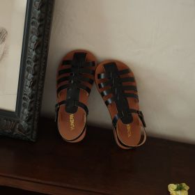 Vintage Velcro Wrapped Feet Sandals Baby (Option: Black-27)
