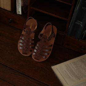 Vintage Velcro Wrapped Feet Sandals Baby (Option: Brown-33)