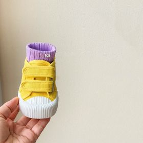 Korean Style Children's Canvas Shoes Spring And Autumn (Option: Lemon Yellow-Size 29)