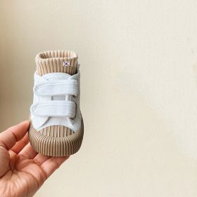 Korean Style Children's Canvas Shoes Spring And Autumn (Option: White Khaki Bottom-21 Yards)