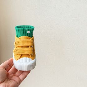 Korean Style Children's Canvas Shoes Spring And Autumn (Option: Ancient & Gold Yellow-Size 29)