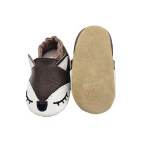 Cowhide Baby Cartoon Toddler Shoes (Option: Brown Fox-M)