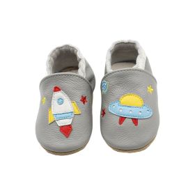 Cowhide Baby Cartoon Toddler Shoes (Option: Gray Rocket Ship-XL)