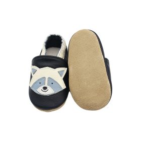 Cowhide Baby Cartoon Toddler Shoes (Option: Black Bear Head-L)