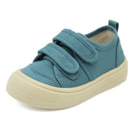 Children's Canvas Shoes Spring And Autumn Velcro Boys 'and Girls' Sneakers Big Toe Cloth Shoes (Option: Blue-Size 29)